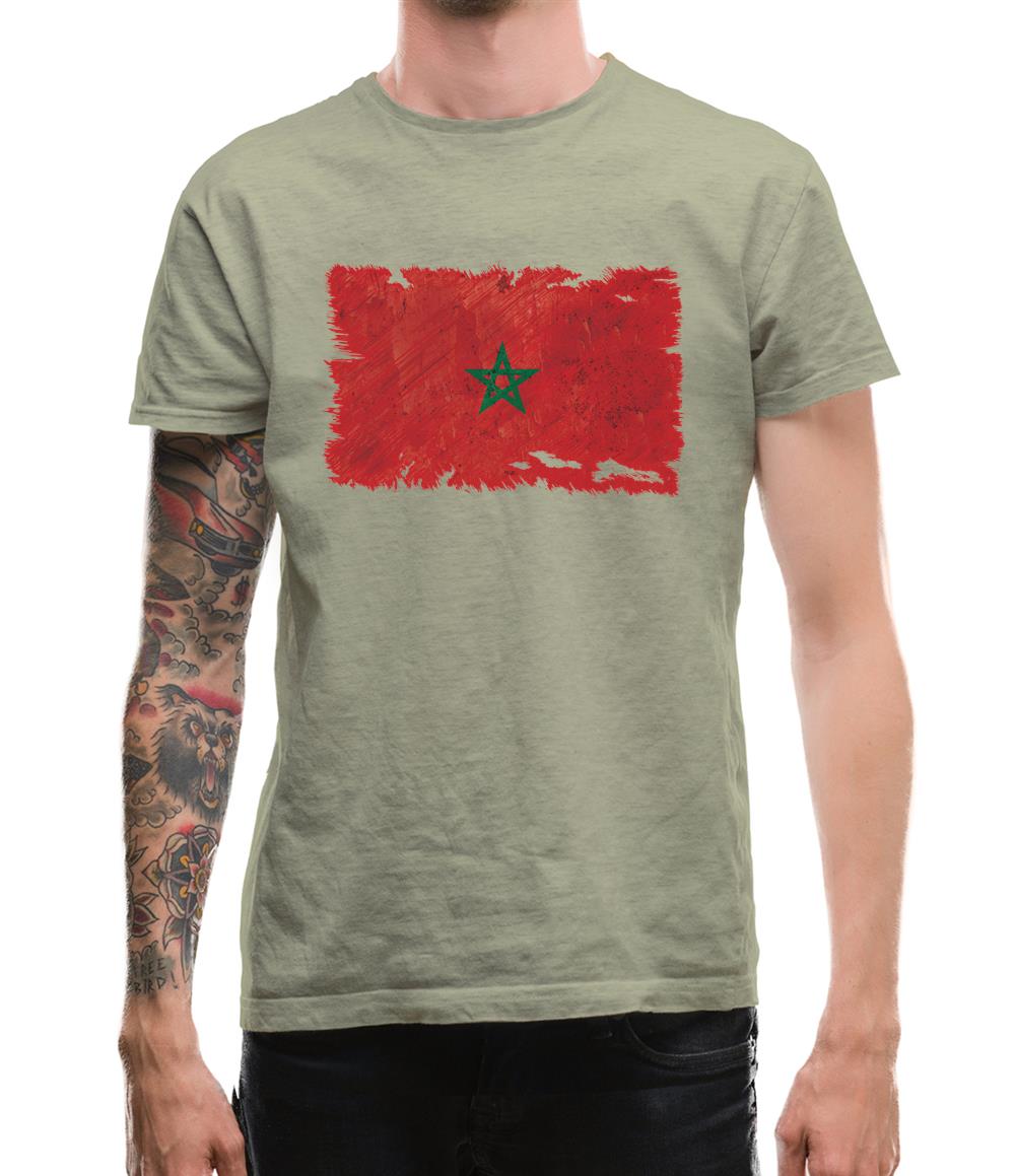 Morocco Grunge Style Flag Mens T-Shirt Morocco Grunge Style Flag Mens T-Shirt