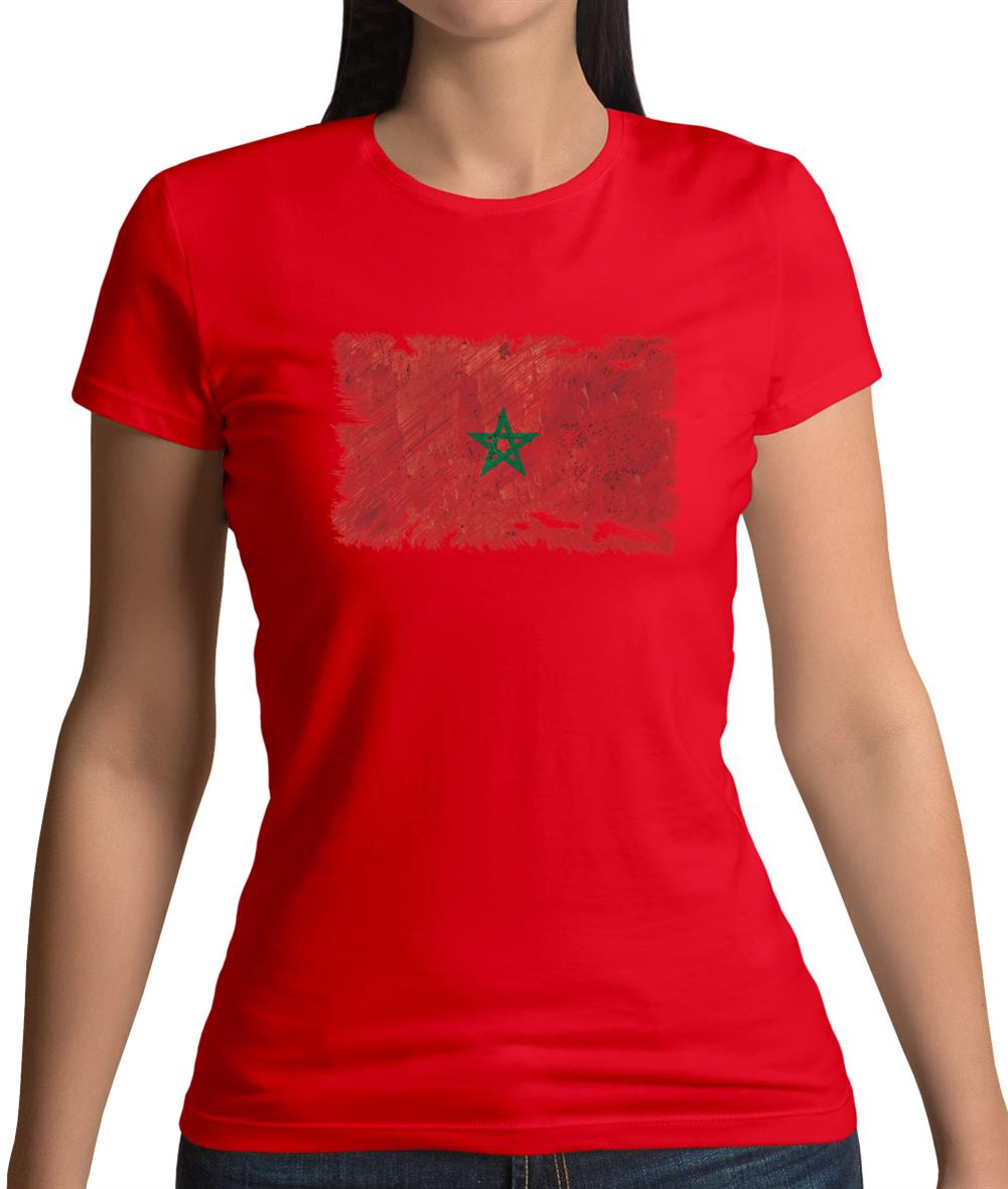 Morocco Grunge Style Flag Womens T-Shirt Morocco Grunge Style Flag Womens T-Shirt