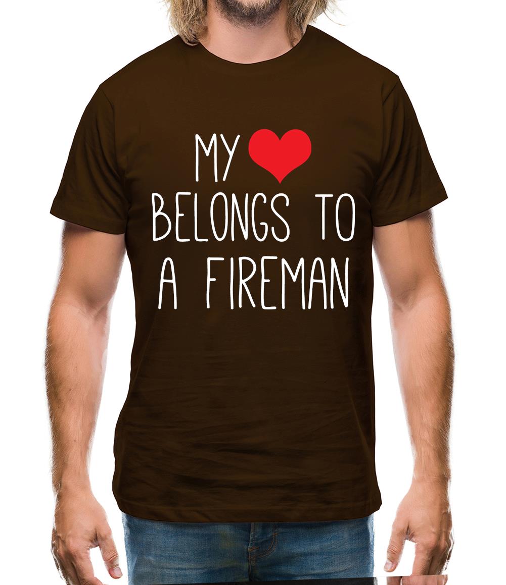My Heart Belongs To A Fireman Mens T-Shirt My Heart Belongs To A Fireman Mens T-Shirt