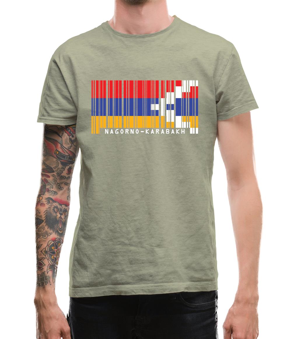 Nagorno-Karabakh Barcode Style Flag Mens T-Shirt Nagorno-Karabakh Barcode Style Flag Mens T-Shirt