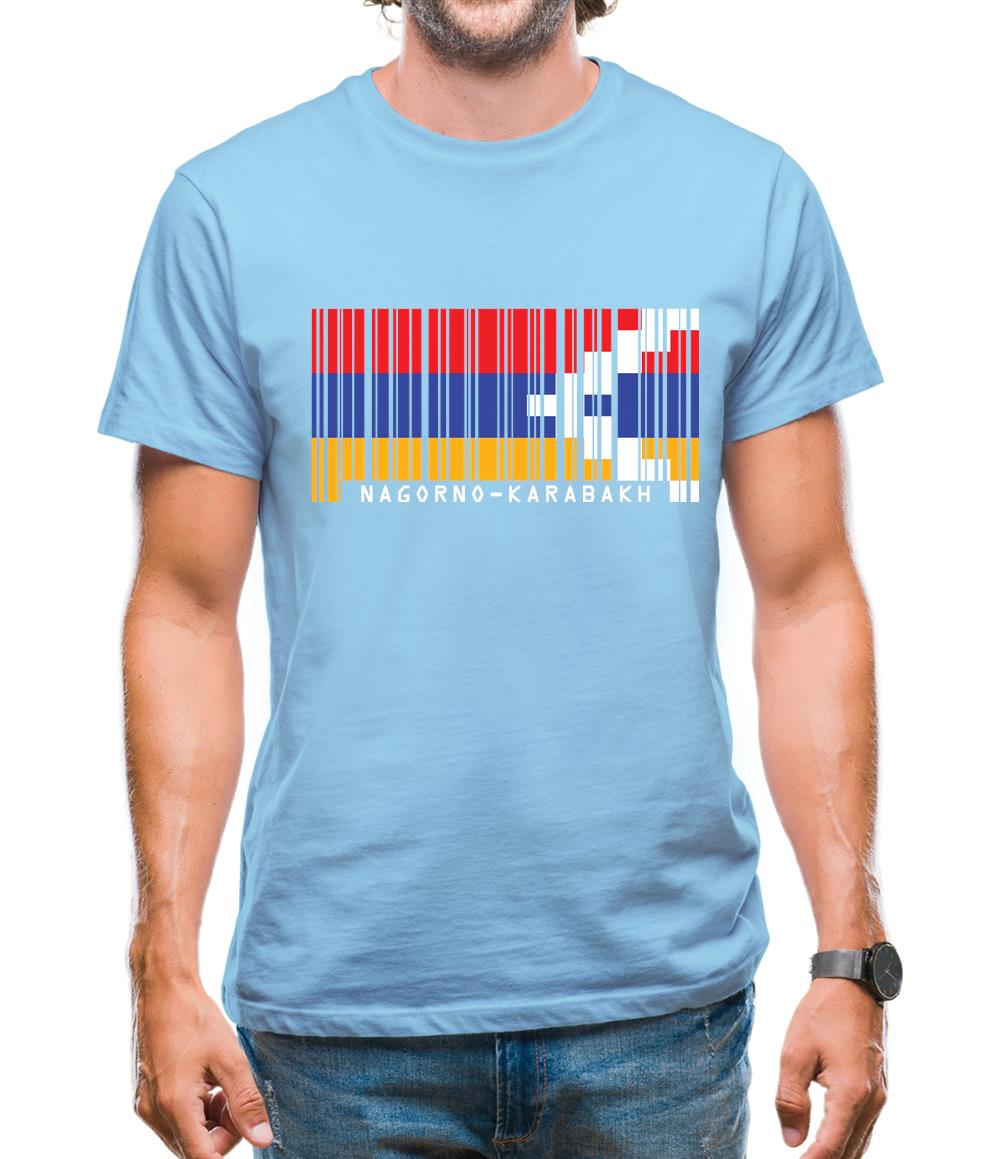 Nagorno-Karabakh Barcode Style Flag Mens T-Shirt Nagorno-Karabakh Barcode Style Flag Mens T-Shirt