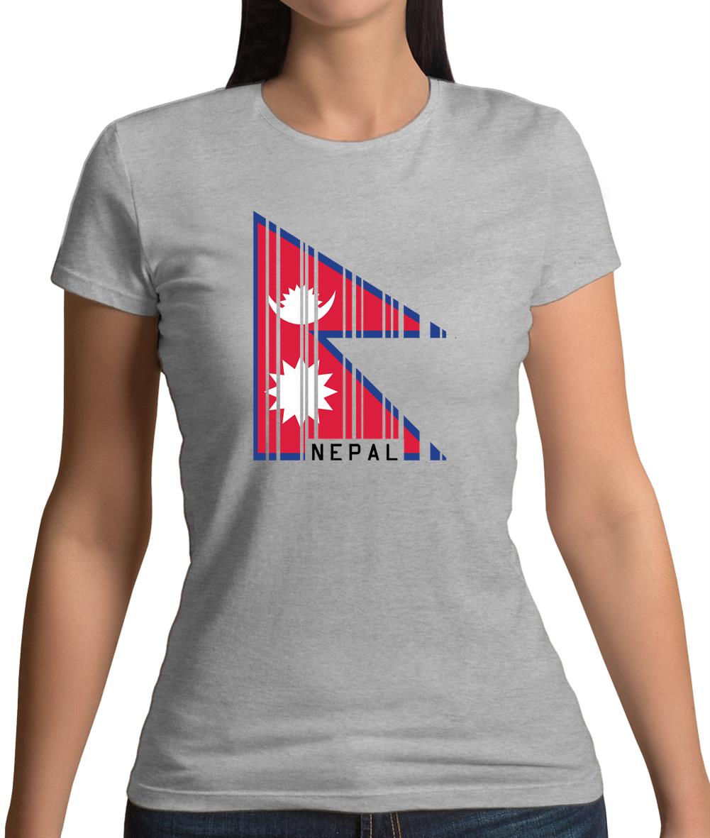 Nepal Barcode Style Flag Womens T-Shirt Nepal Barcode Style Flag Womens T-Shirt