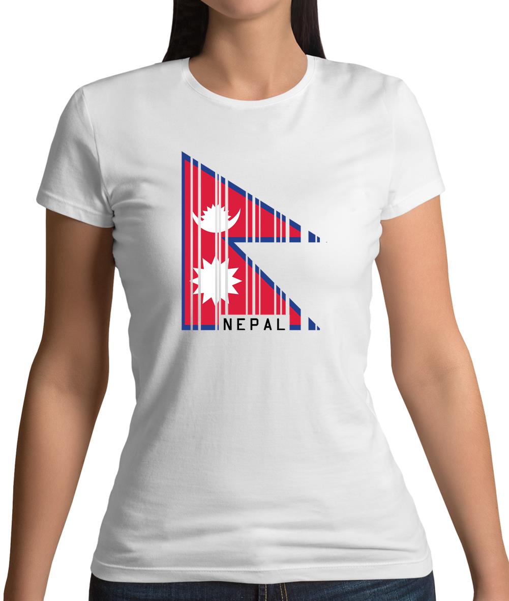 Nepal Barcode Style Flag Womens T-Shirt Nepal Barcode Style Flag Womens T-Shirt
