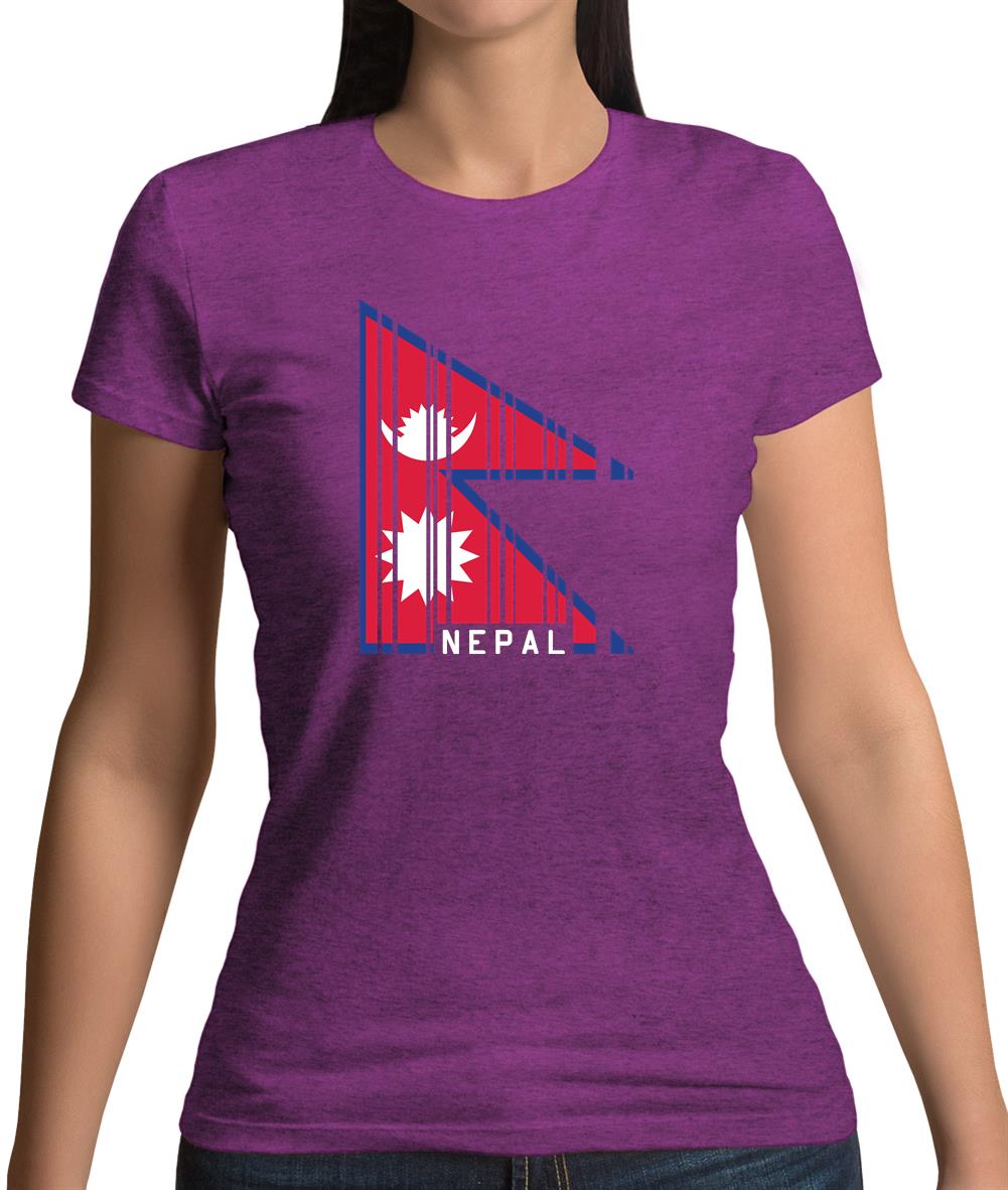 Nepal Barcode Style Flag Womens T-Shirt Nepal Barcode Style Flag Womens T-Shirt