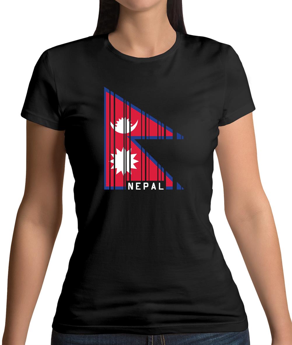 Nepal Barcode Style Flag Womens T-Shirt Nepal Barcode Style Flag Womens T-Shirt