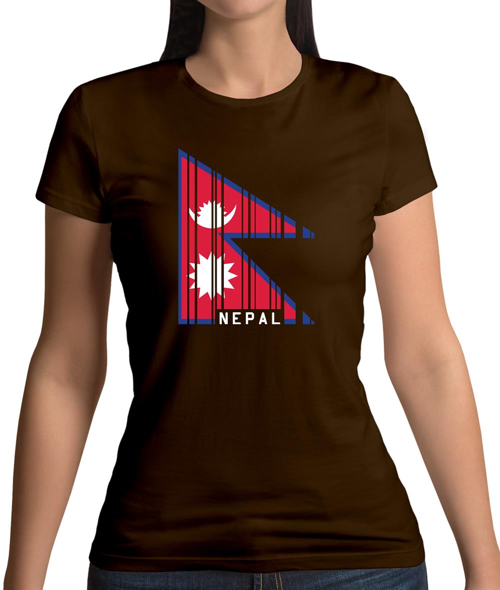 Nepal Barcode Style Flag Womens T-Shirt Nepal Barcode Style Flag Womens T-Shirt