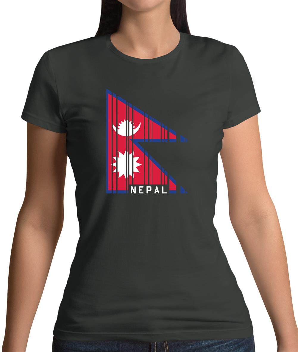 Nepal Barcode Style Flag Womens T-Shirt Nepal Barcode Style Flag Womens T-Shirt