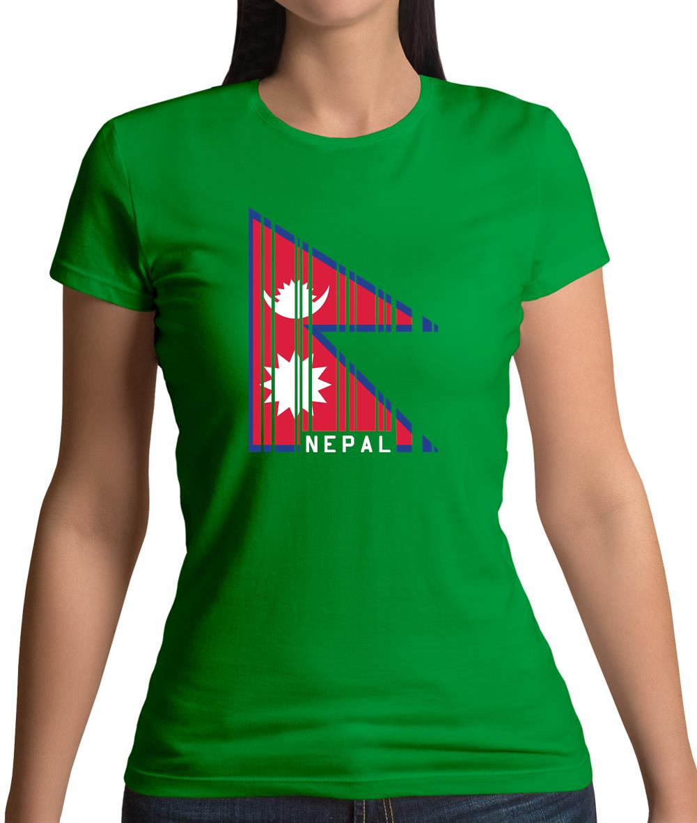 Nepal Barcode Style Flag Womens T-Shirt Nepal Barcode Style Flag Womens T-Shirt