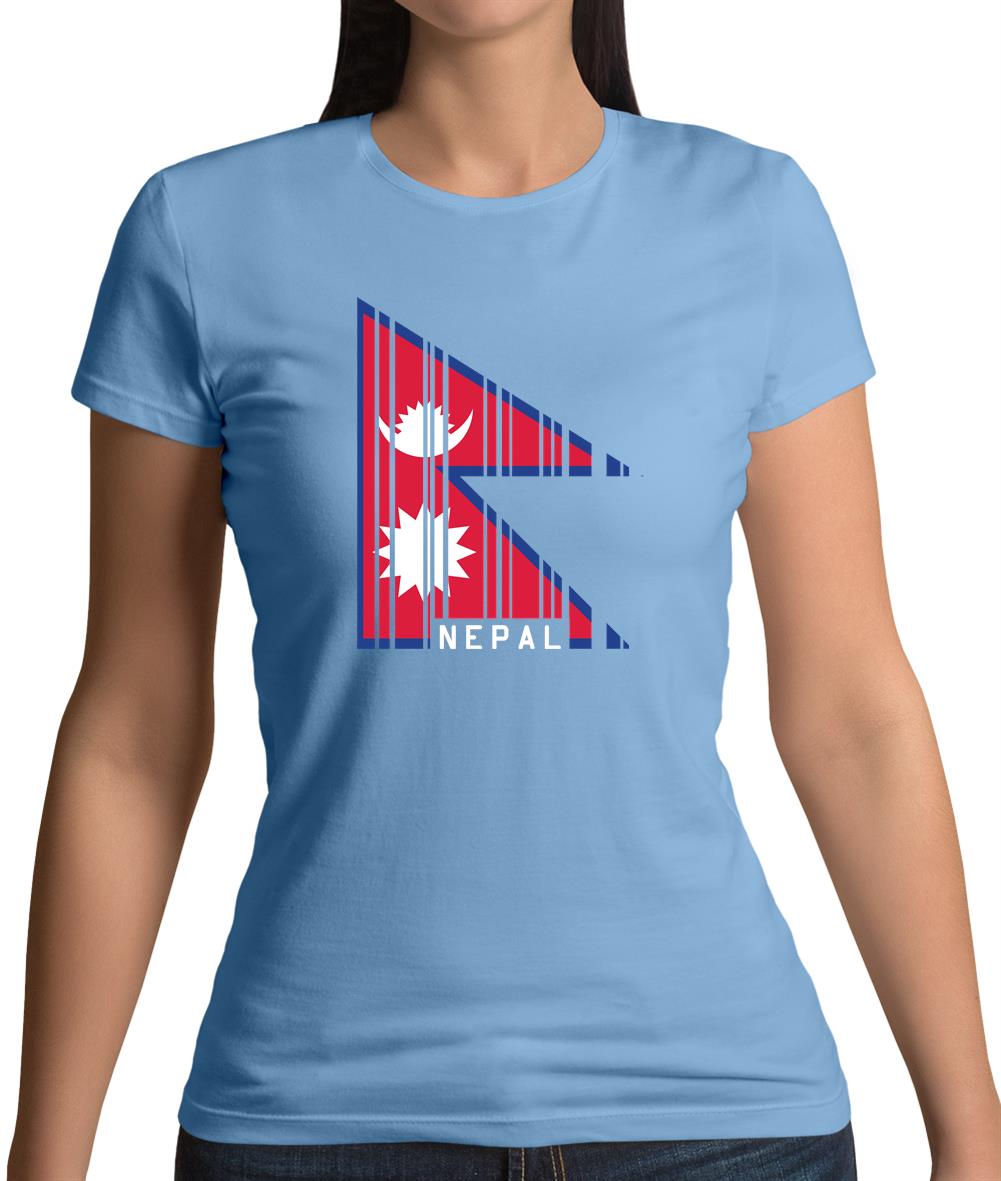 Nepal Barcode Style Flag Womens T-Shirt Nepal Barcode Style Flag Womens T-Shirt