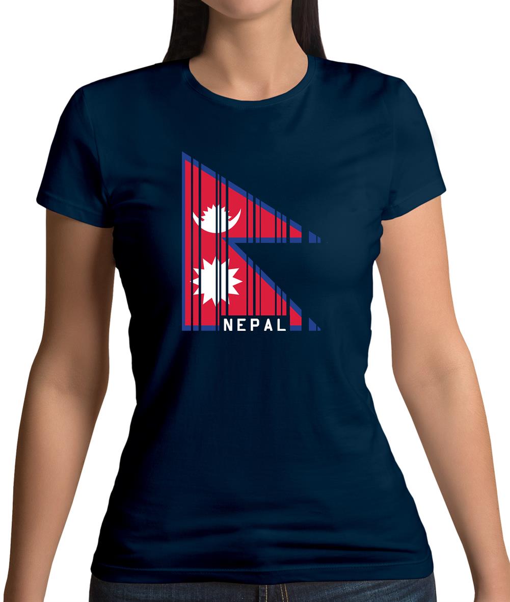 Nepal Barcode Style Flag Womens T-Shirt Nepal Barcode Style Flag Womens T-Shirt