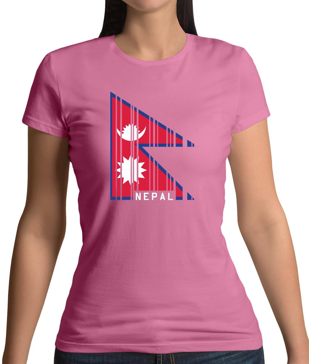 Nepal Barcode Style Flag Womens T-Shirt Nepal Barcode Style Flag Womens T-Shirt