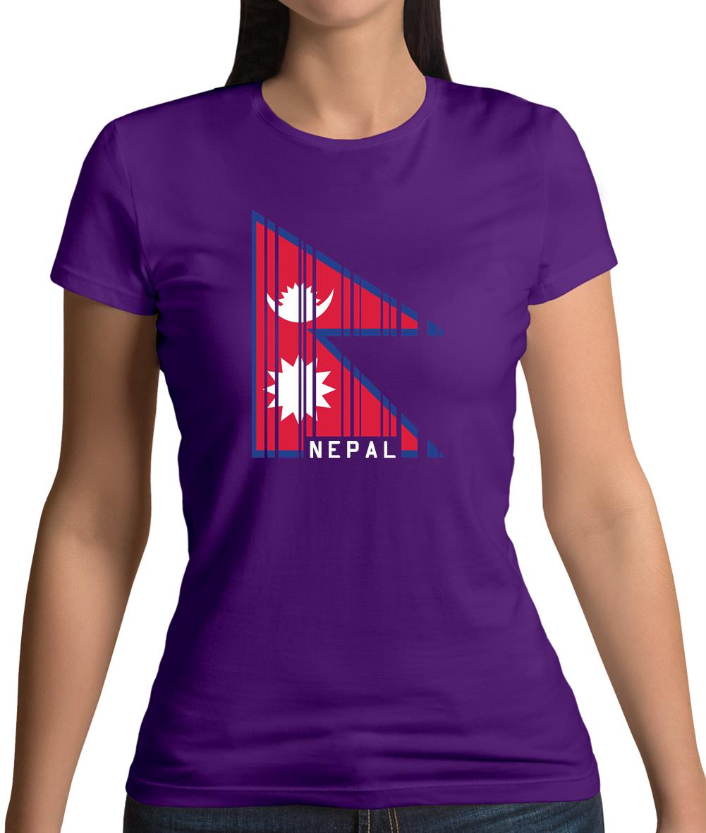 Nepal Barcode Style Flag Womens T-Shirt Nepal Barcode Style Flag Womens T-Shirt