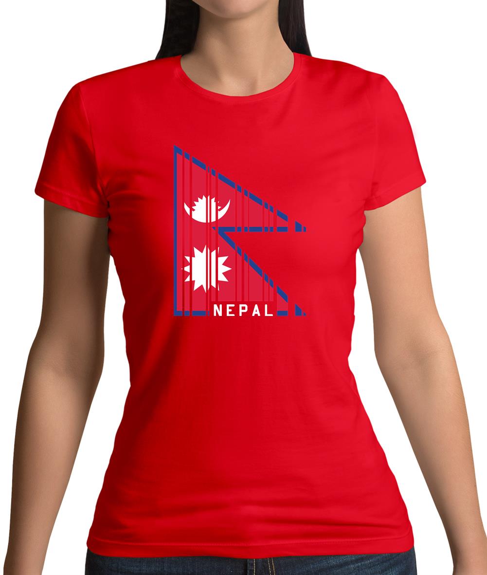 Nepal Barcode Style Flag Womens T-Shirt Nepal Barcode Style Flag Womens T-Shirt