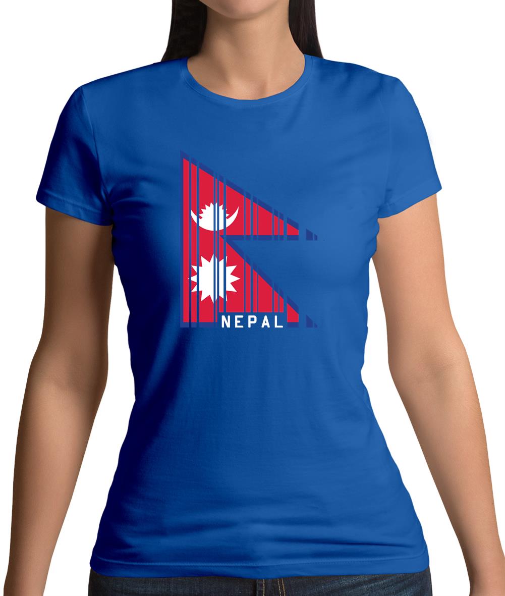 Nepal Barcode Style Flag Womens T-Shirt Nepal Barcode Style Flag Womens T-Shirt