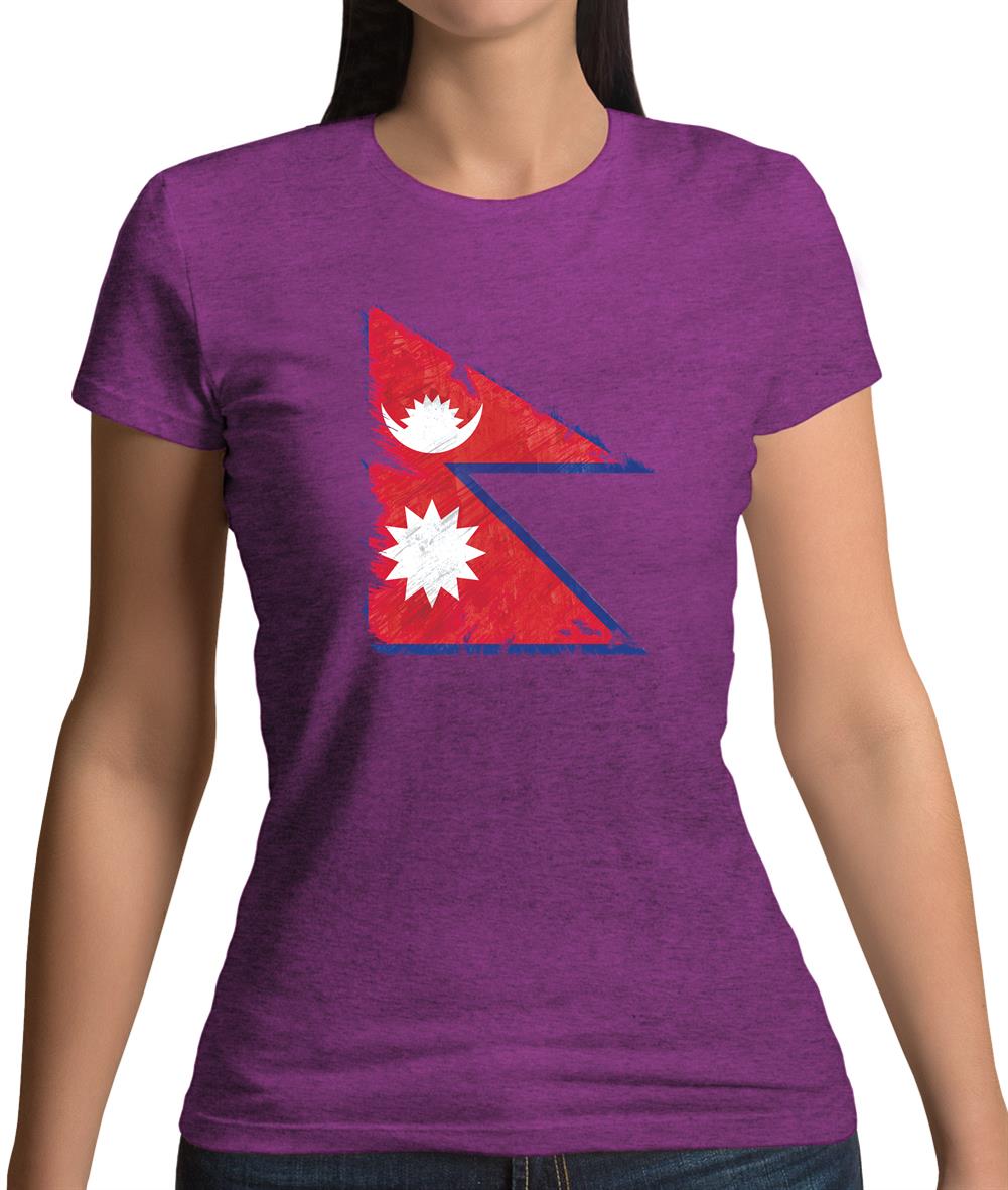 Nepal Grunge Style Flag Womens T-Shirt Nepal Grunge Style Flag Womens T-Shirt