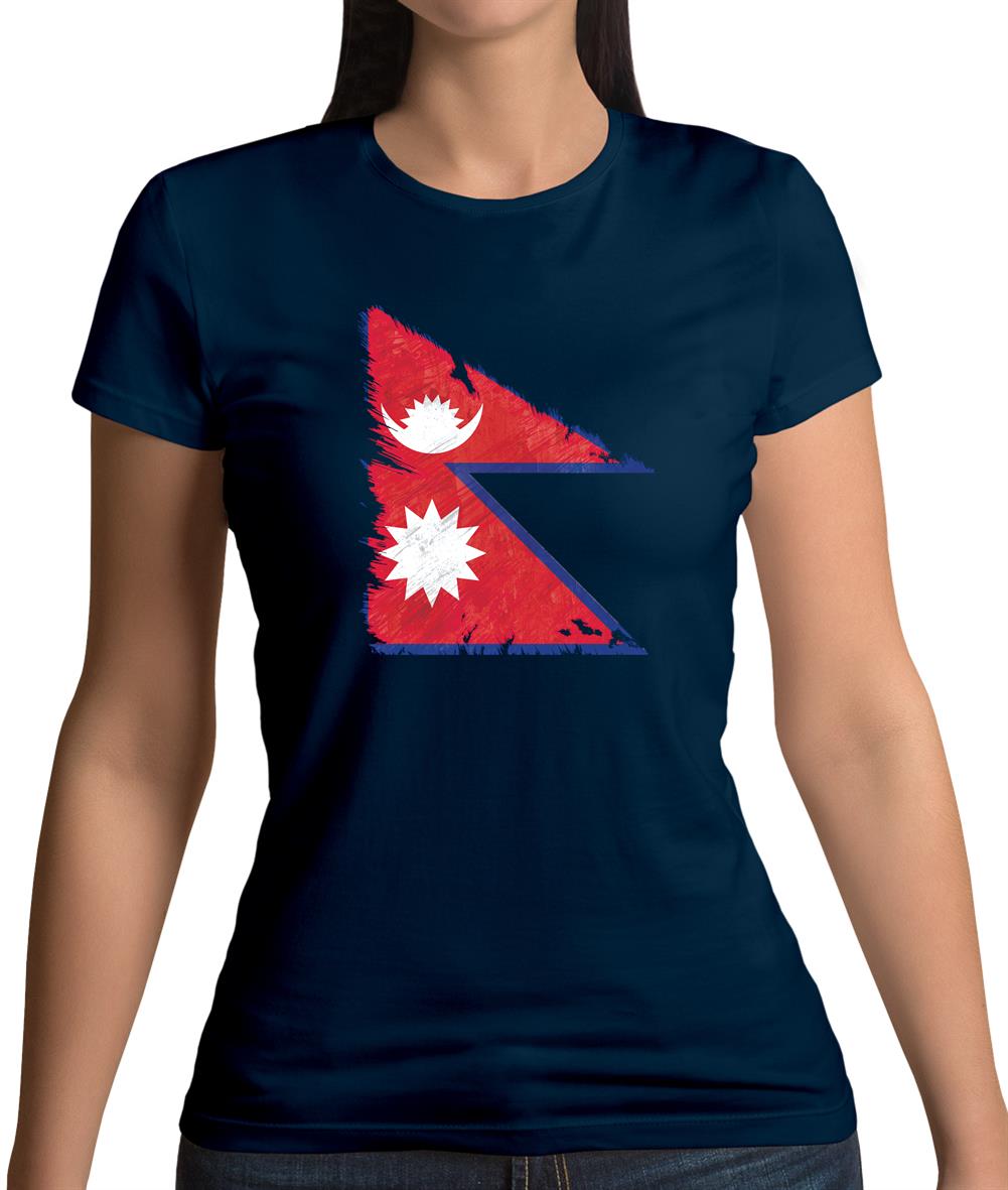 Nepal Grunge Style Flag Womens T-Shirt Nepal Grunge Style Flag Womens T-Shirt