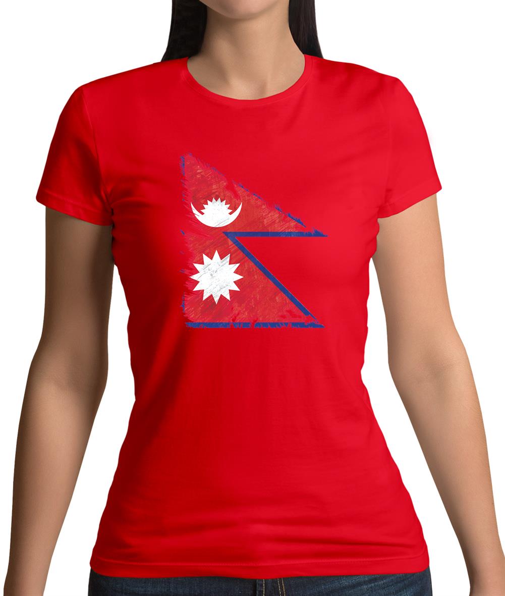 Nepal Grunge Style Flag Womens T-Shirt Nepal Grunge Style Flag Womens T-Shirt