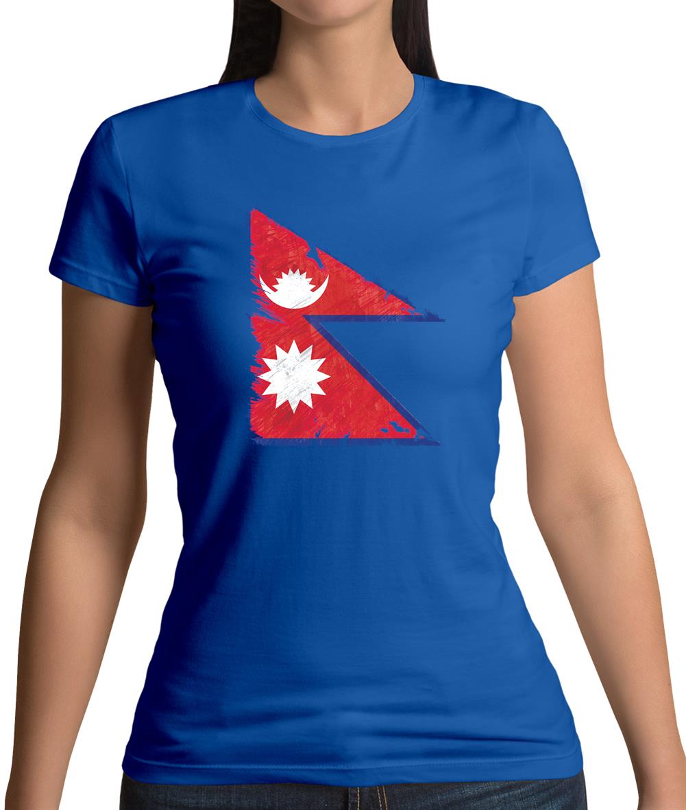 Nepal Grunge Style Flag Womens T-Shirt