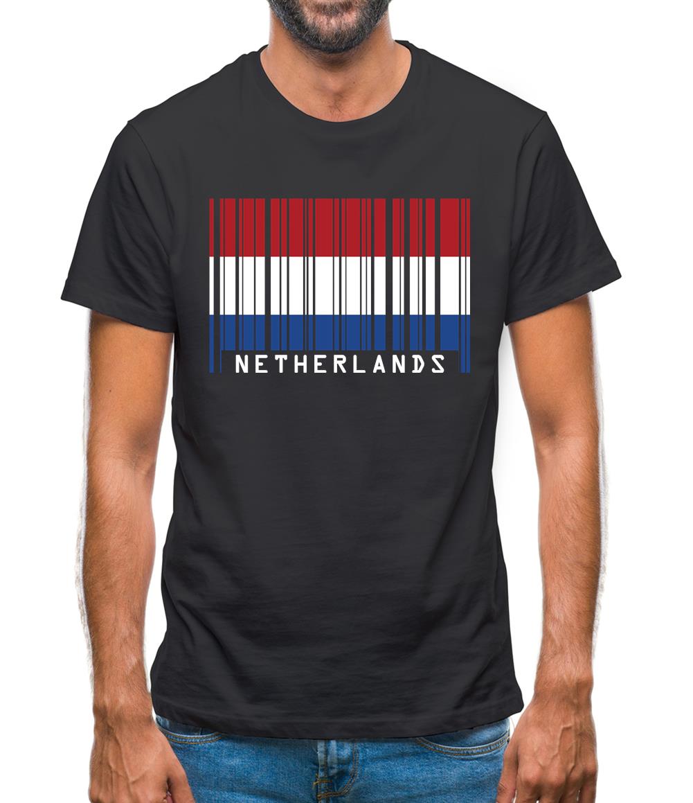 Netherlands Barcode Style Flag Mens T-Shirt Netherlands Barcode Style Flag Mens T-Shirt