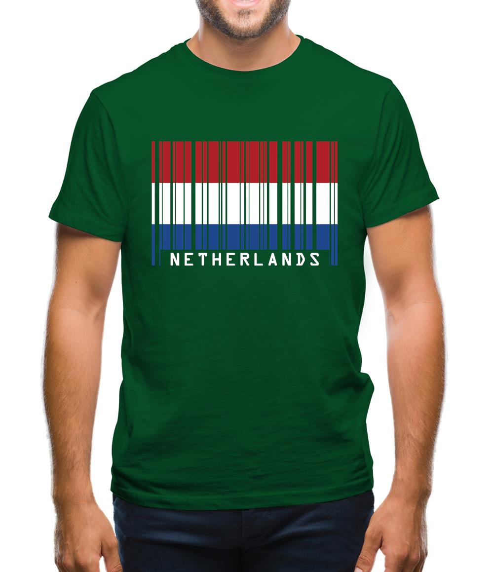 Netherlands Barcode Style Flag Mens T-Shirt Netherlands Barcode Style Flag Mens T-Shirt