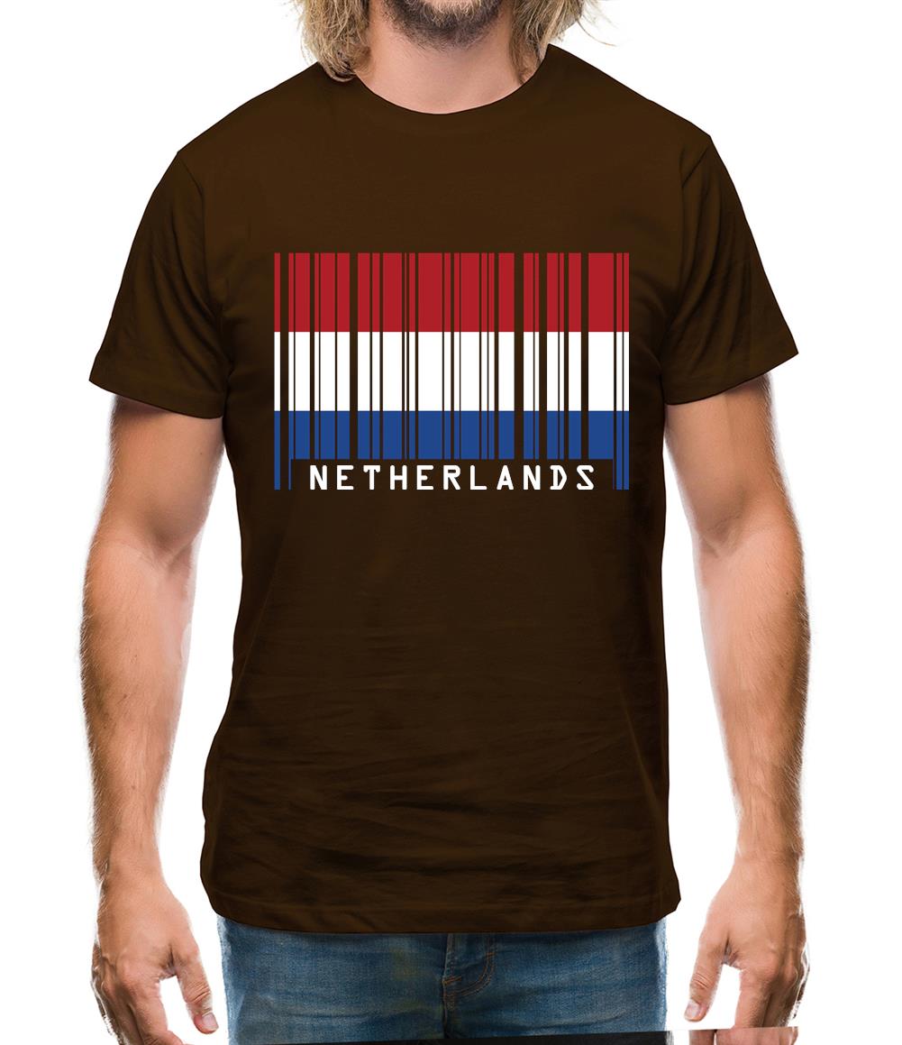 Netherlands Barcode Style Flag Mens T-Shirt Netherlands Barcode Style Flag Mens T-Shirt