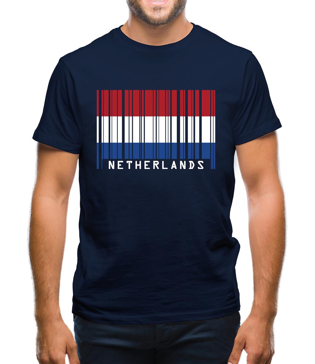 Netherlands Barcode Style Flag Mens T-Shirt Netherlands Barcode Style Flag Mens T-Shirt