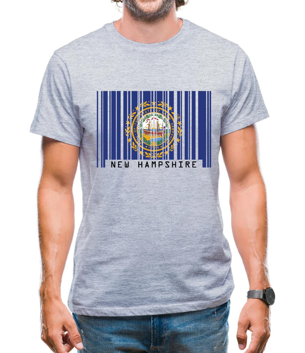 New Hampshire  Barcode Style Flag Mens T-Shirt New Hampshire  Barcode Style Flag Mens T-Shirt