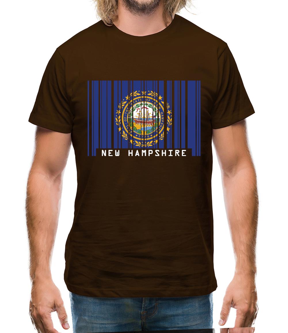 New Hampshire  Barcode Style Flag Mens T-Shirt New Hampshire  Barcode Style Flag Mens T-Shirt