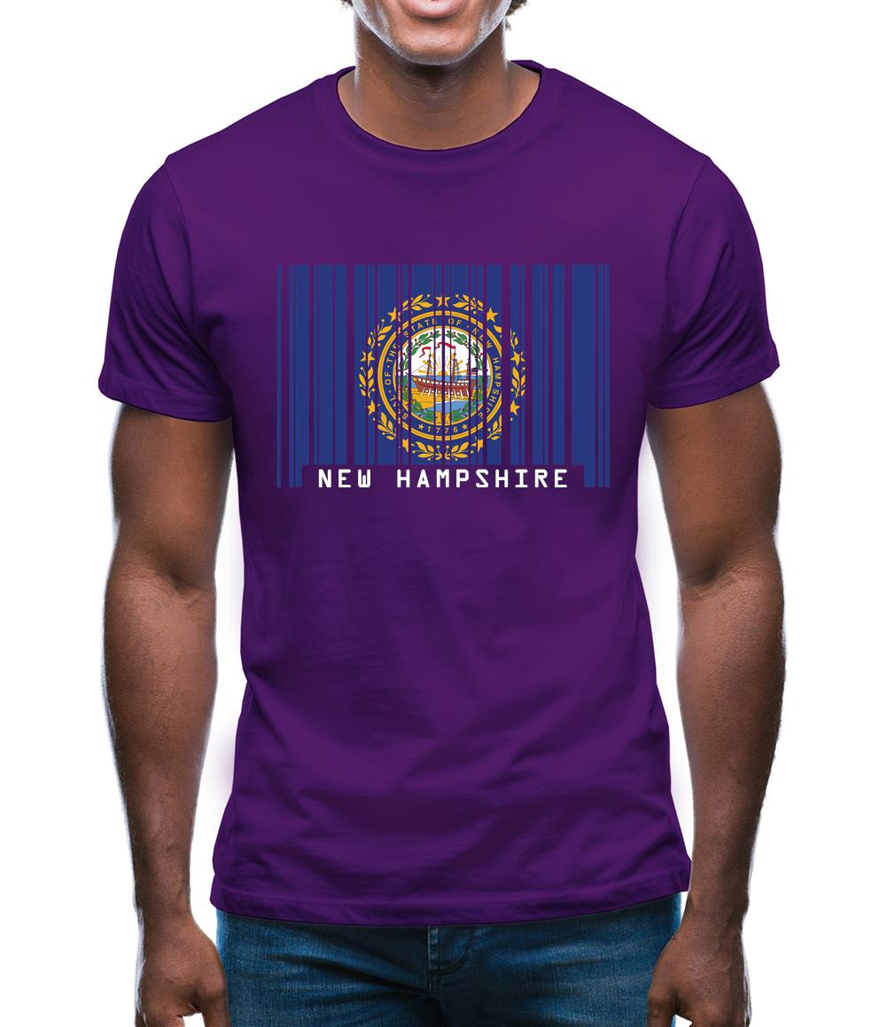 New Hampshire  Barcode Style Flag Mens T-Shirt New Hampshire  Barcode Style Flag Mens T-Shirt