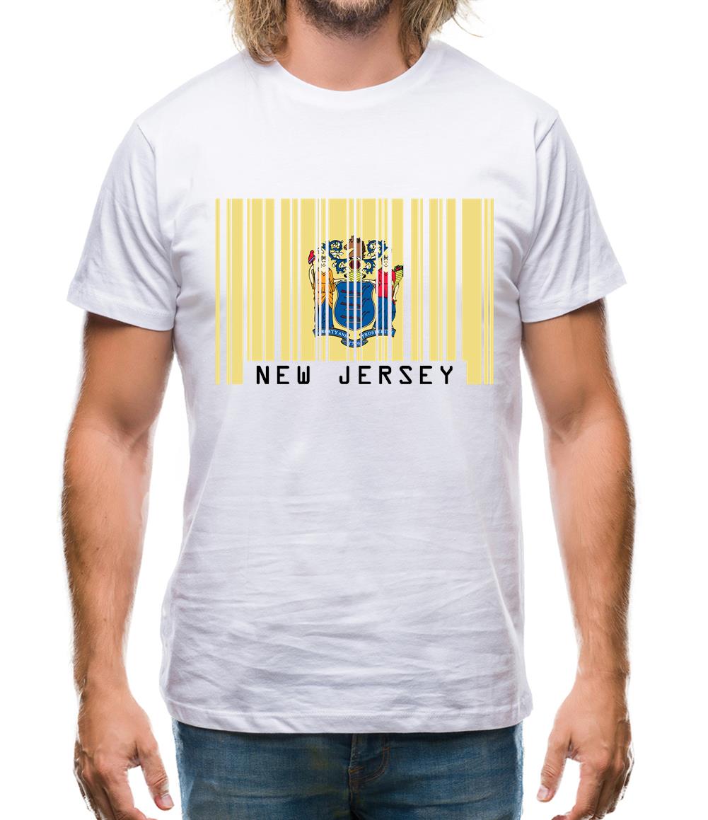 New Jersey  Barcode Style Flag Mens T-Shirt New Jersey  Barcode Style Flag Mens T-Shirt