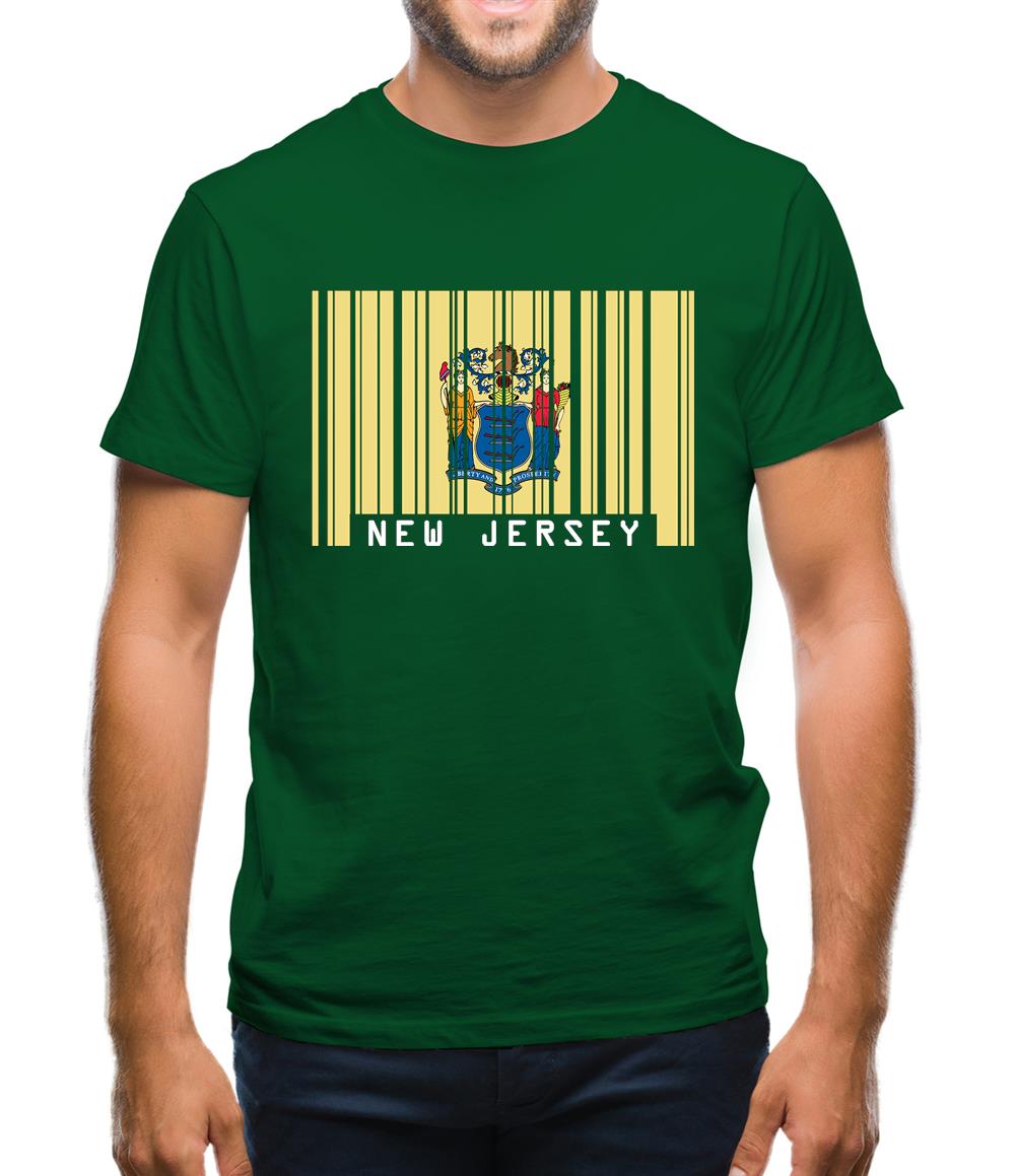 New Jersey  Barcode Style Flag Mens T-Shirt New Jersey  Barcode Style Flag Mens T-Shirt