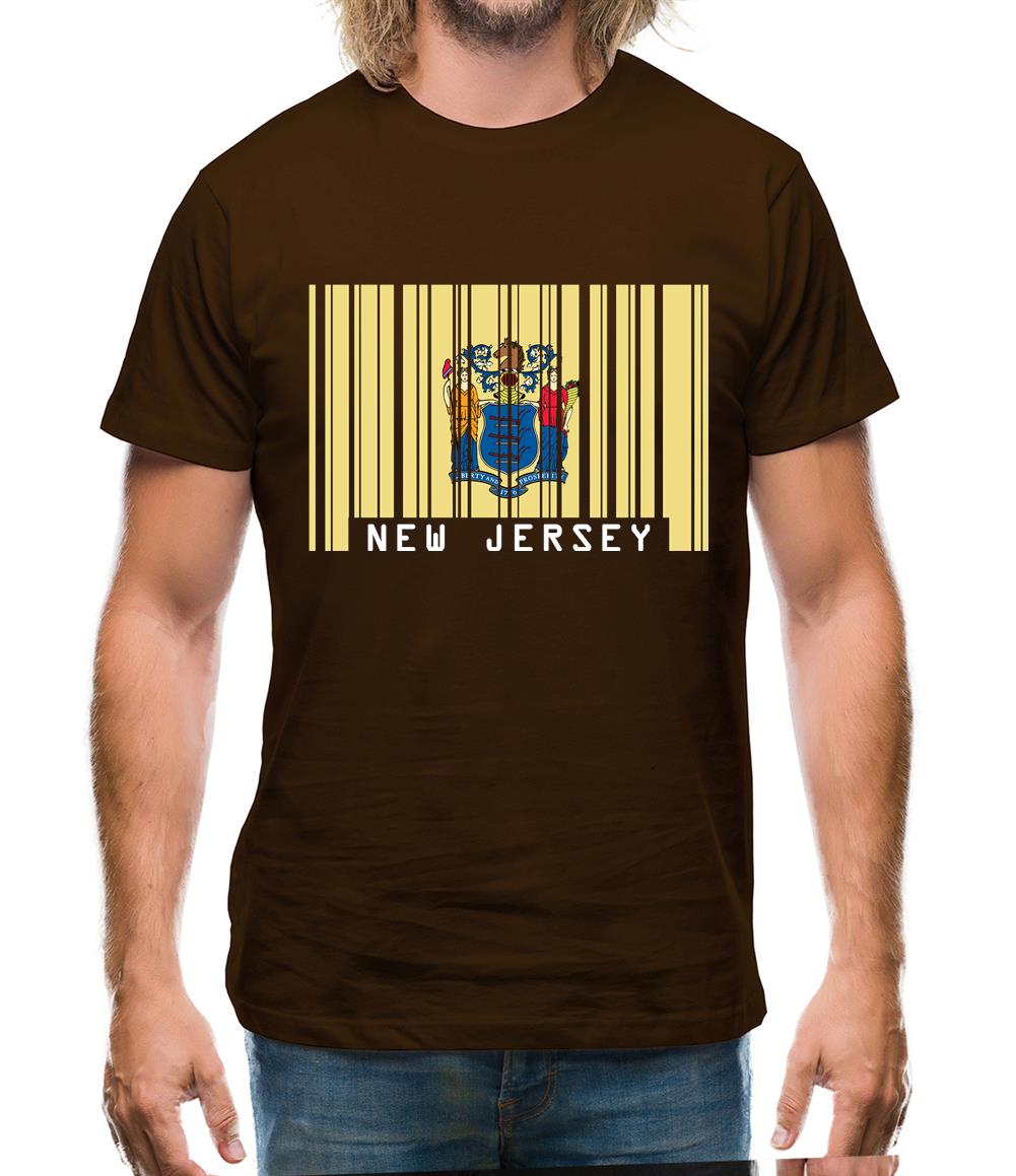 New Jersey  Barcode Style Flag Mens T-Shirt New Jersey  Barcode Style Flag Mens T-Shirt