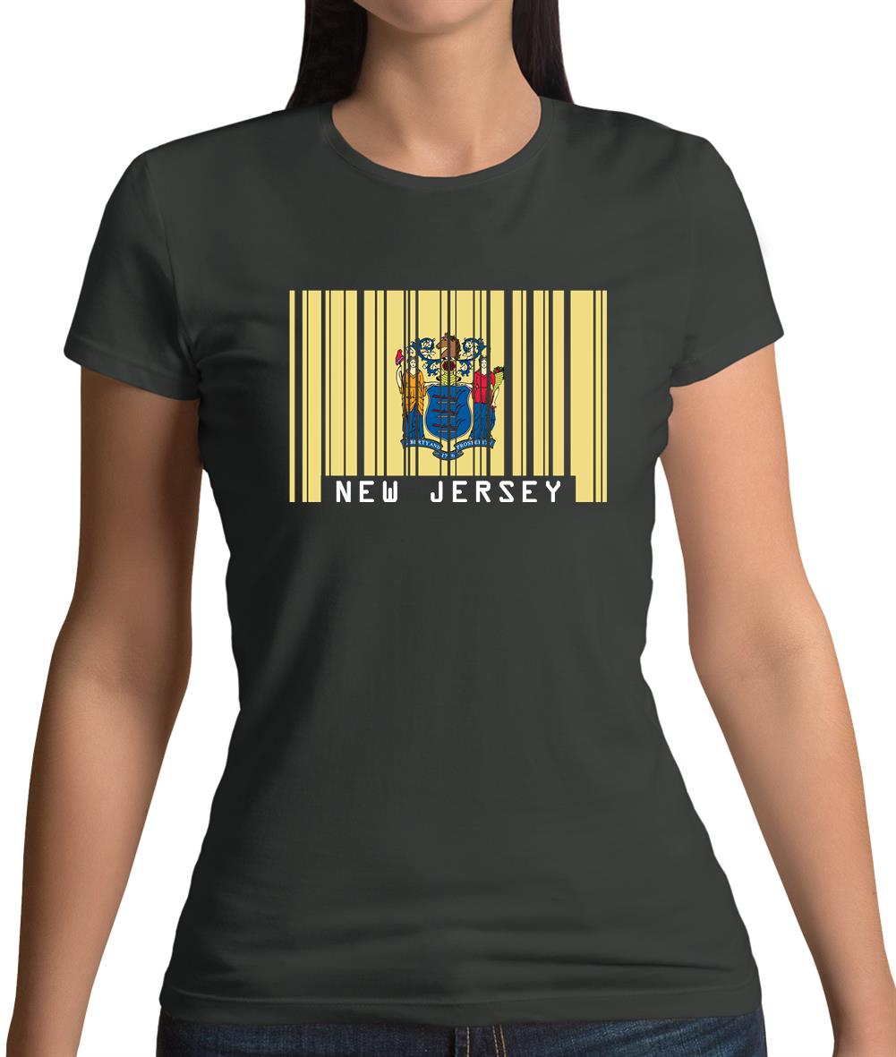 New Jersey  Barcode Style Flag Womens T-Shirt New Jersey  Barcode Style Flag Womens T-Shirt