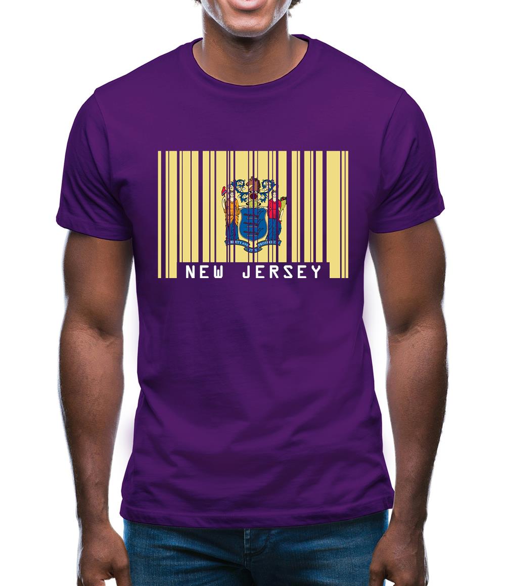 New Jersey  Barcode Style Flag Mens T-Shirt New Jersey  Barcode Style Flag Mens T-Shirt
