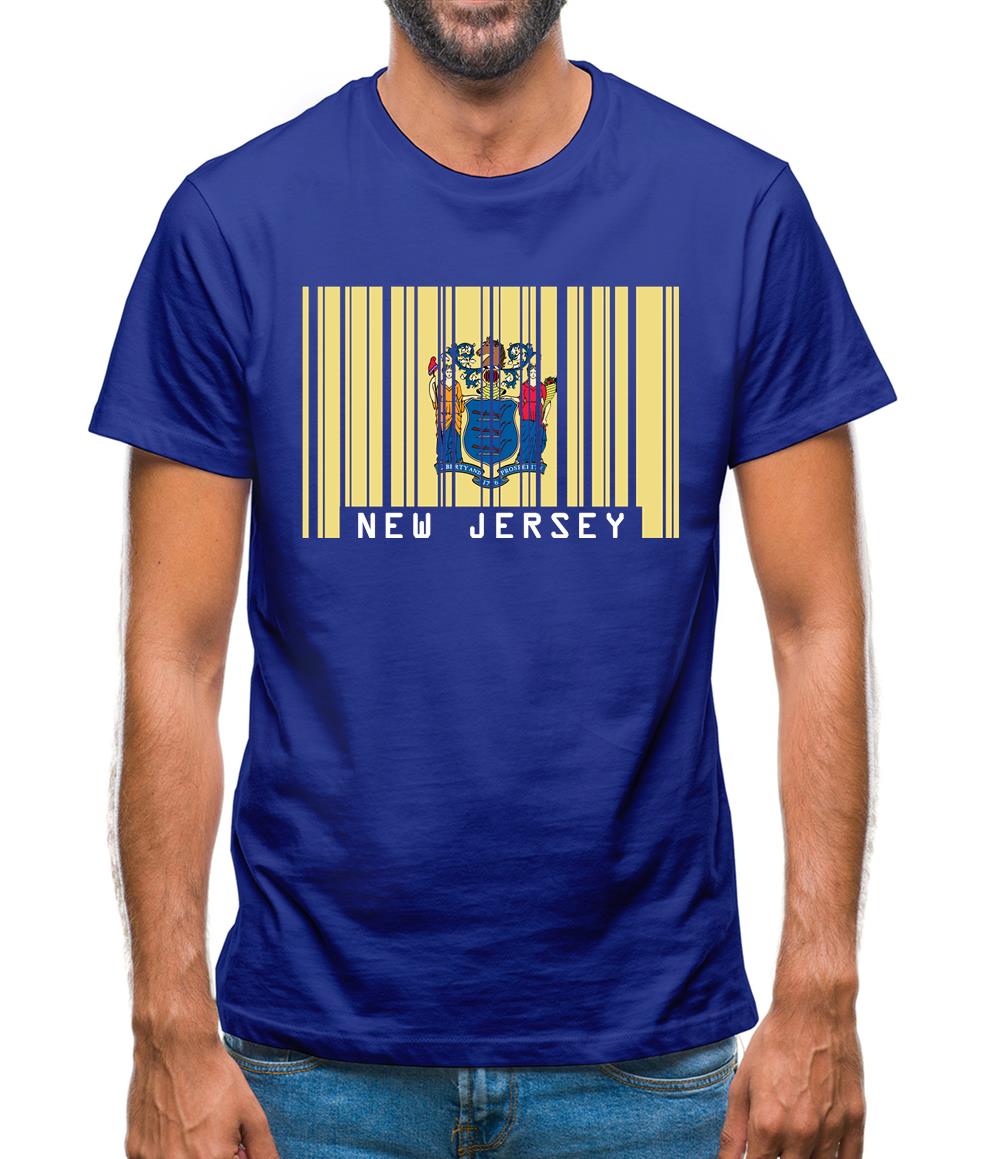 New Jersey  Barcode Style Flag Mens T-Shirt New Jersey  Barcode Style Flag Mens T-Shirt