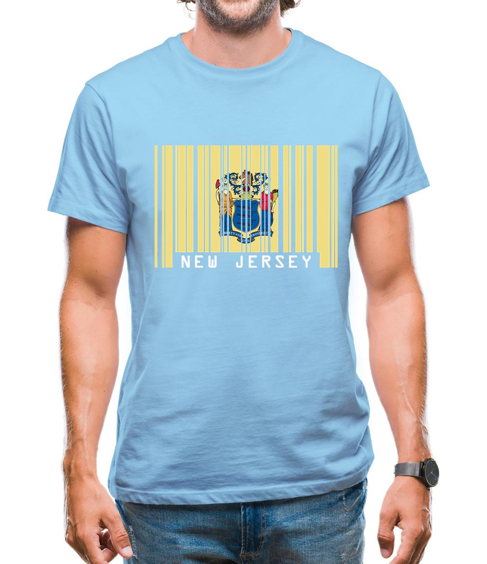 New Jersey  Barcode Style Flag Mens T-Shirt New Jersey  Barcode Style Flag Mens T-Shirt