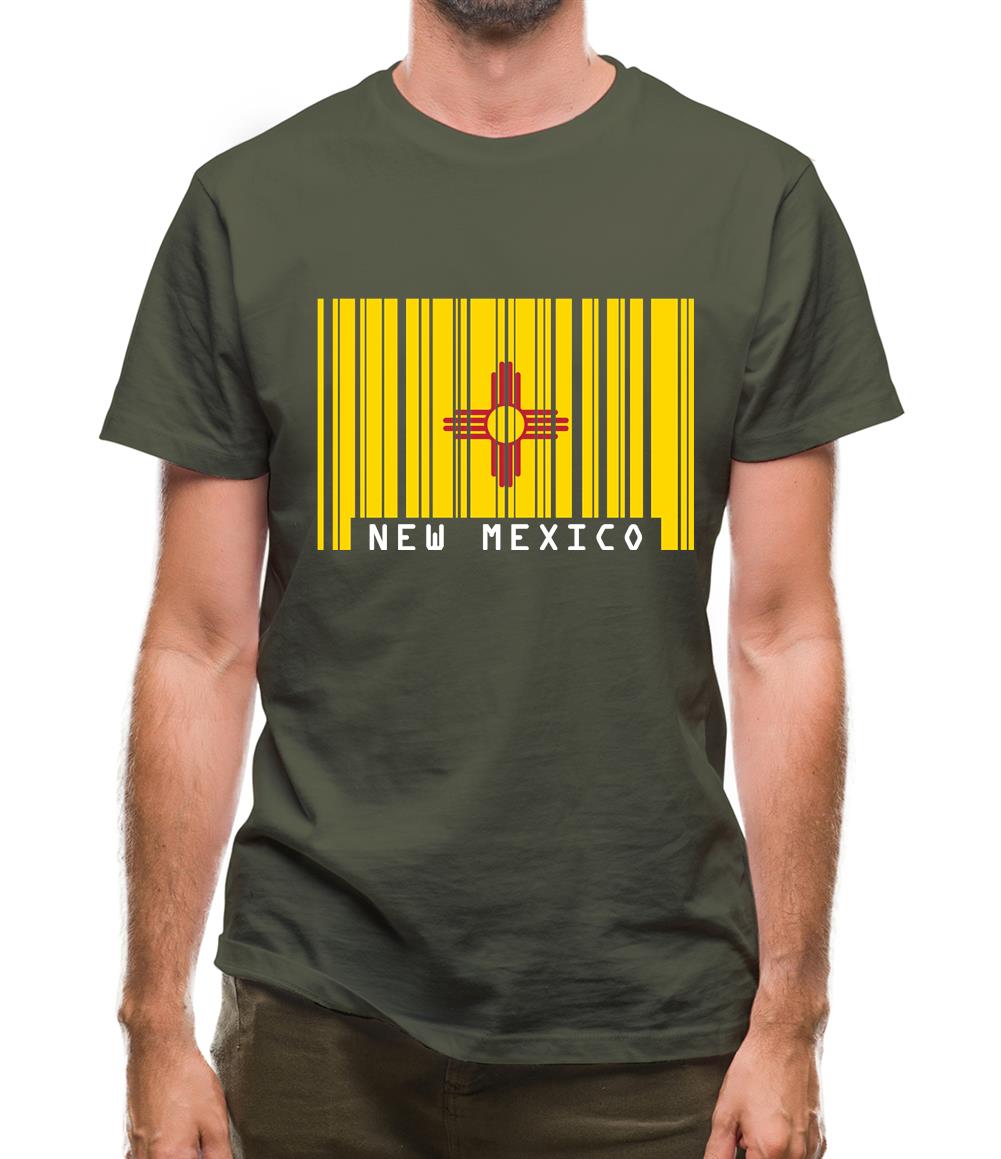 New Mexico  Barcode Style Flag Mens T-Shirt New Mexico  Barcode Style Flag Mens T-Shirt