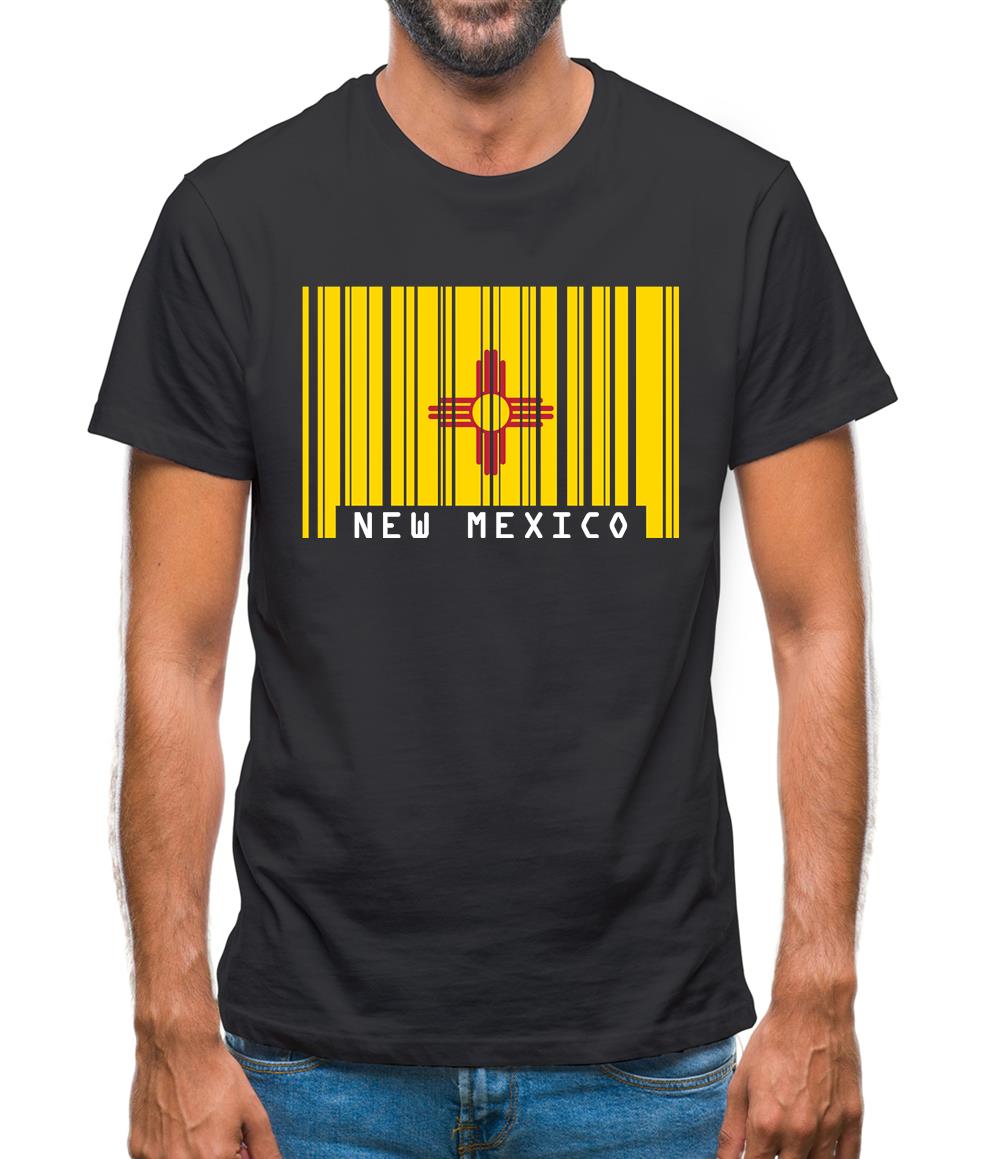 New Mexico  Barcode Style Flag Mens T-Shirt New Mexico  Barcode Style Flag Mens T-Shirt