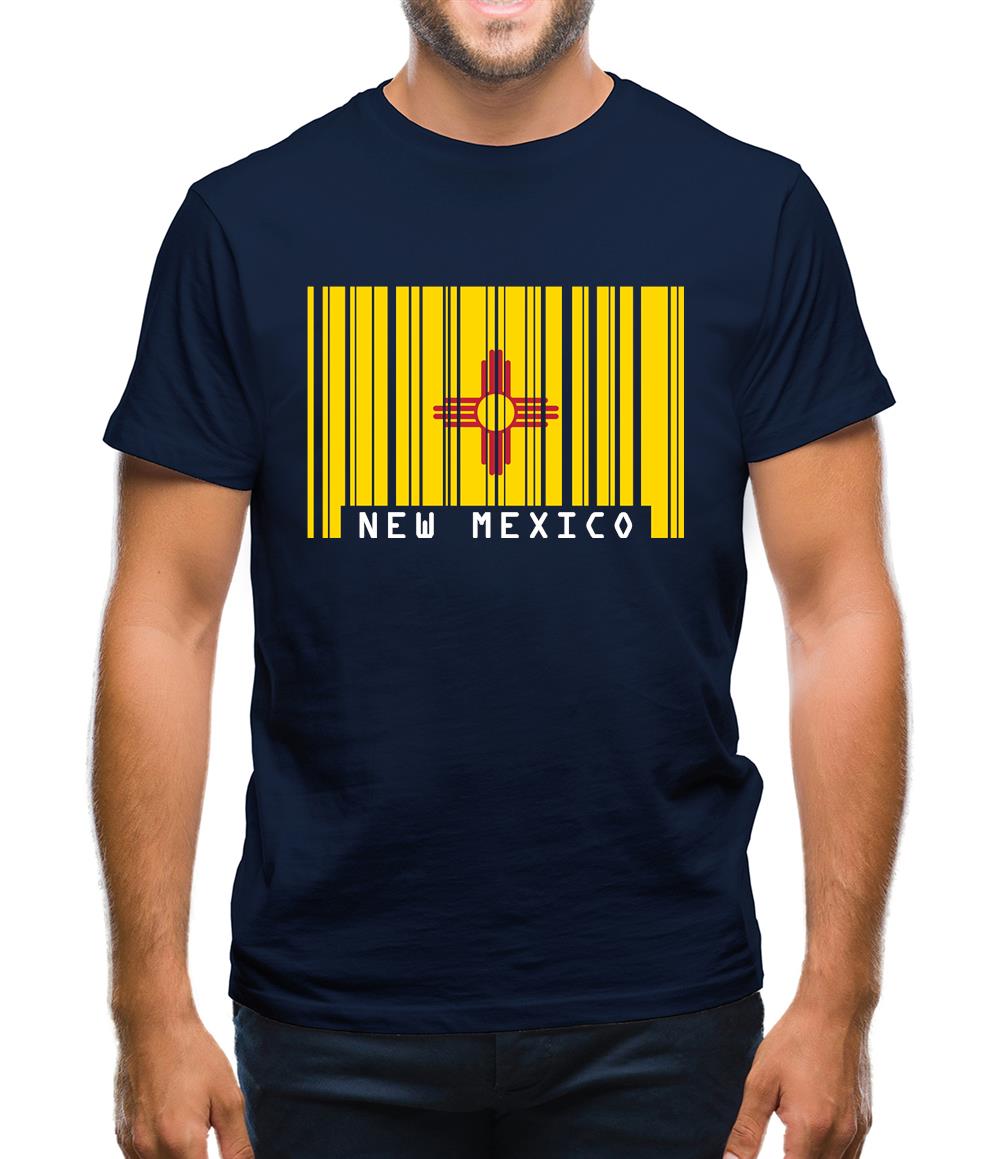 New Mexico  Barcode Style Flag Mens T-Shirt New Mexico  Barcode Style Flag Mens T-Shirt