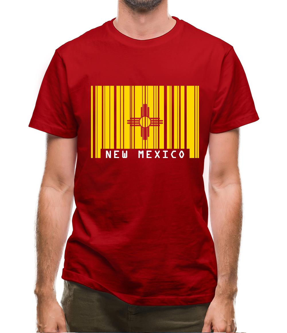New Mexico  Barcode Style Flag Mens T-Shirt New Mexico  Barcode Style Flag Mens T-Shirt