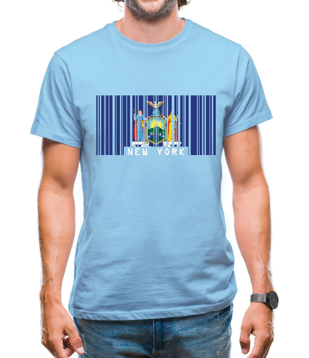 New York  Barcode Style Flag Mens T-Shirt New York  Barcode Style Flag Mens T-Shirt