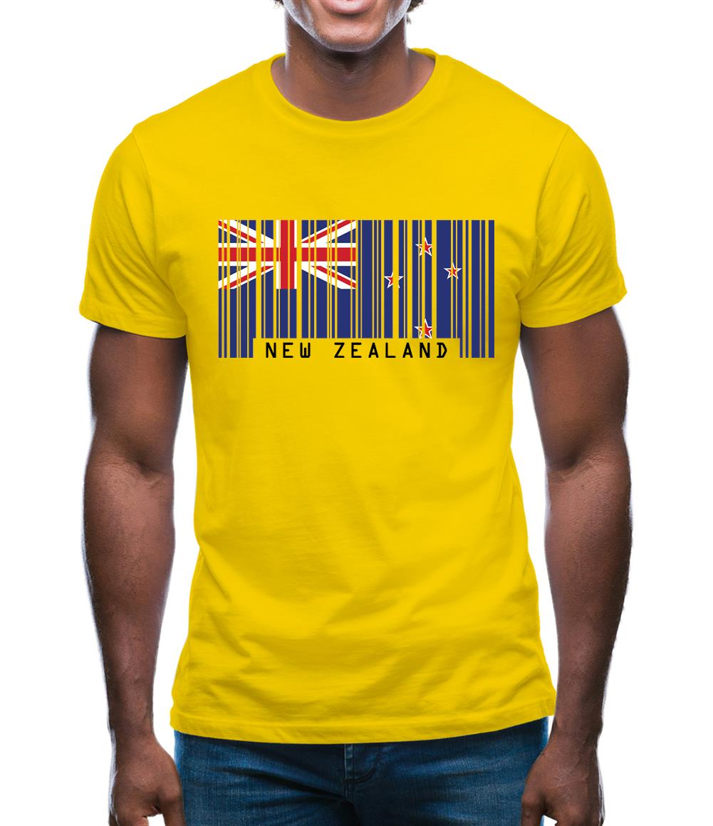 New Zealand  Barcode Style Flag Mens T-Shirt New Zealand  Barcode Style Flag Mens T-Shirt