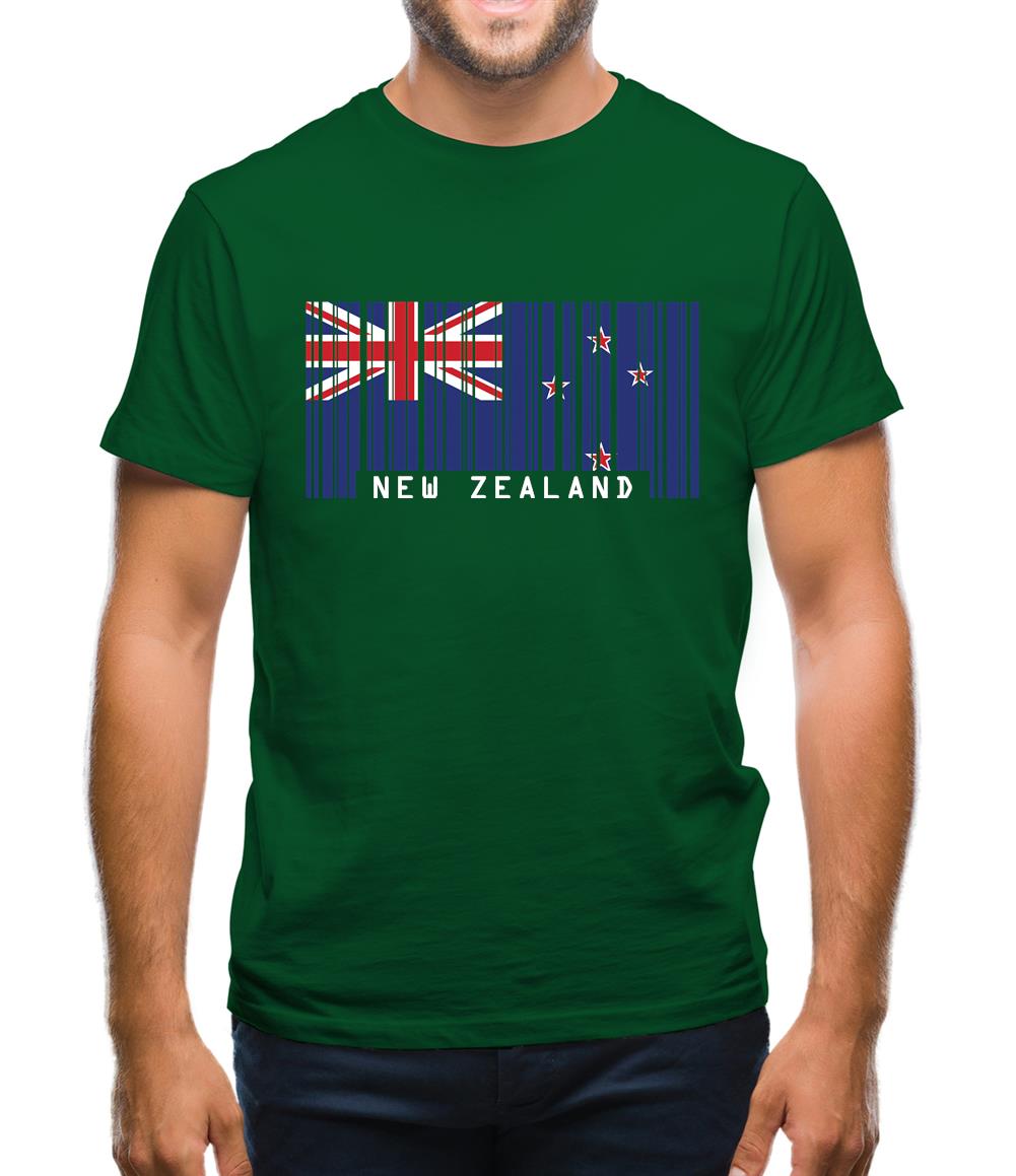 New Zealand  Barcode Style Flag Mens T-Shirt New Zealand  Barcode Style Flag Mens T-Shirt