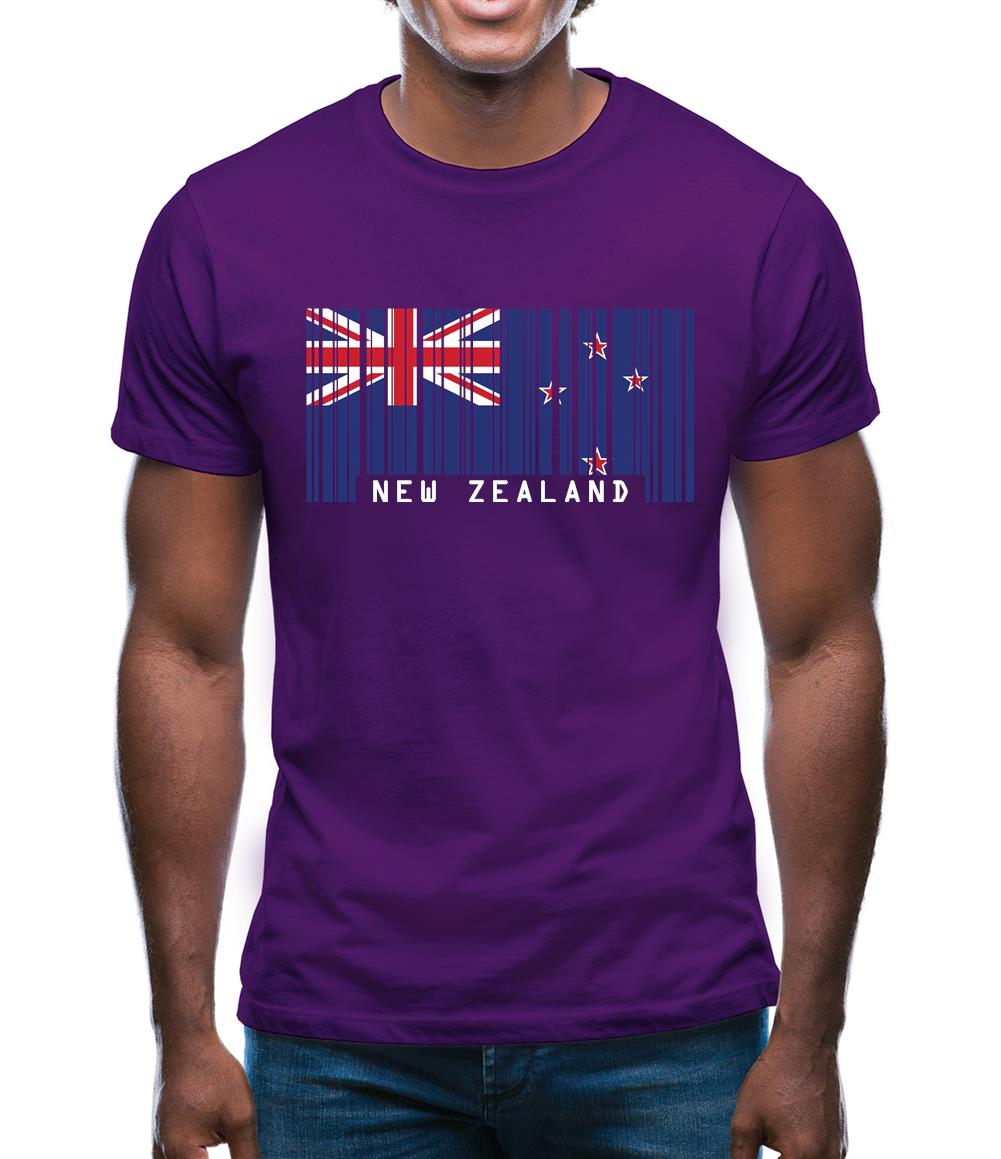 New Zealand  Barcode Style Flag Mens T-Shirt New Zealand  Barcode Style Flag Mens T-Shirt