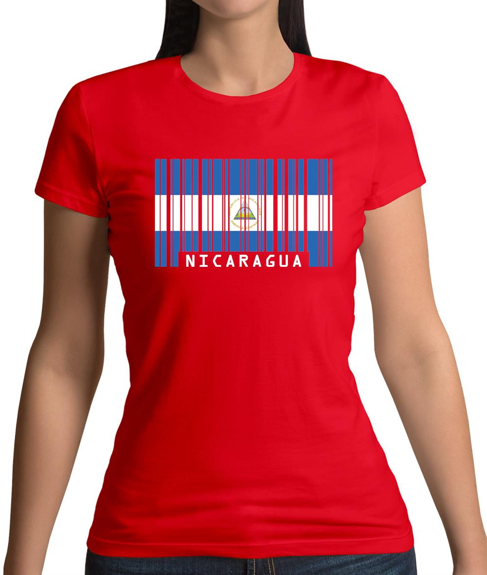 Nicaragua Barcode Style Flag Womens T-Shirt Nicaragua Barcode Style Flag Womens T-Shirt