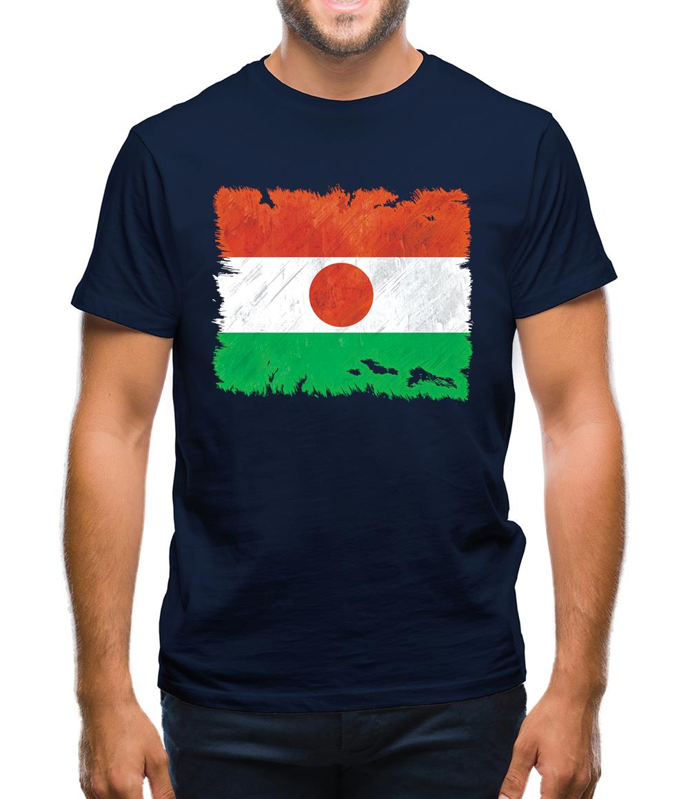 Niger Grunge Style Flag Mens T-Shirt