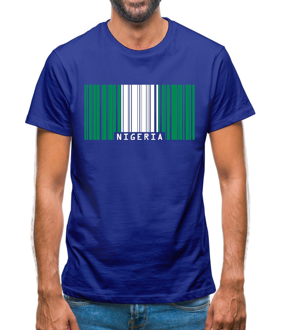 Nigeria Barcode Style Flag Mens T-Shirt