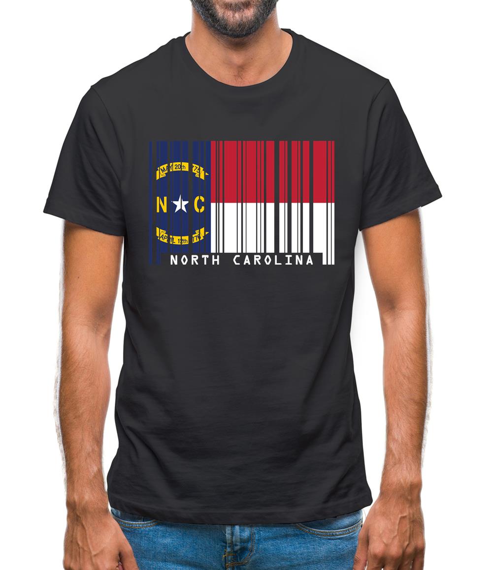 North Carolina  Barcode Style Flag Mens T-Shirt North Carolina  Barcode Style Flag Mens T-Shirt