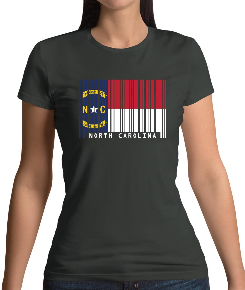 North Carolina  Barcode Style Flag Womens T-Shirt North Carolina  Barcode Style Flag Womens T-Shirt