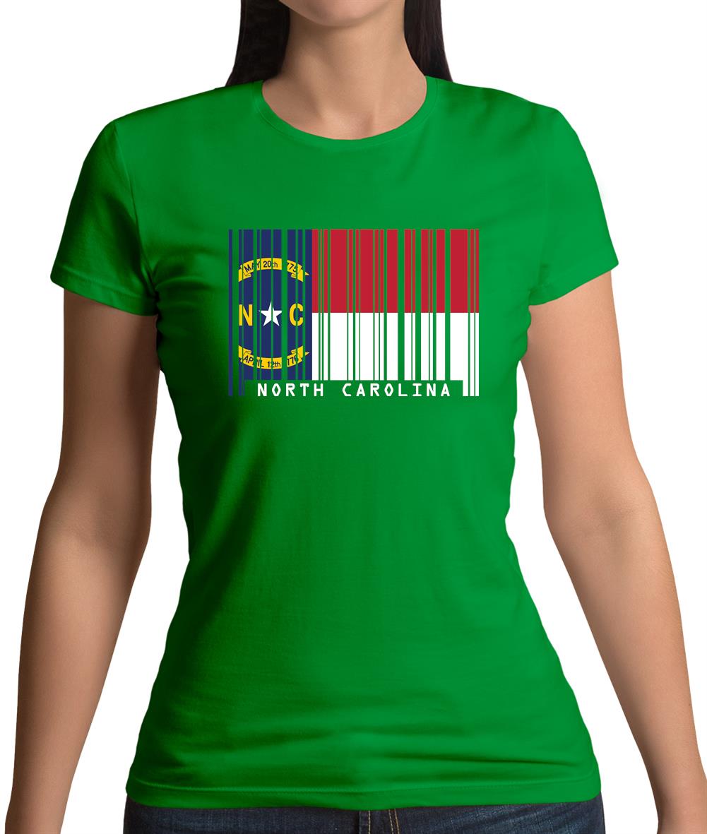 North Carolina  Barcode Style Flag Womens T-Shirt North Carolina  Barcode Style Flag Womens T-Shirt